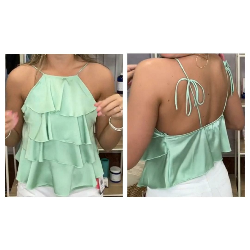 HYFVE Halter Spaghetti Strap Ruffle Top - Picture 4 of 8